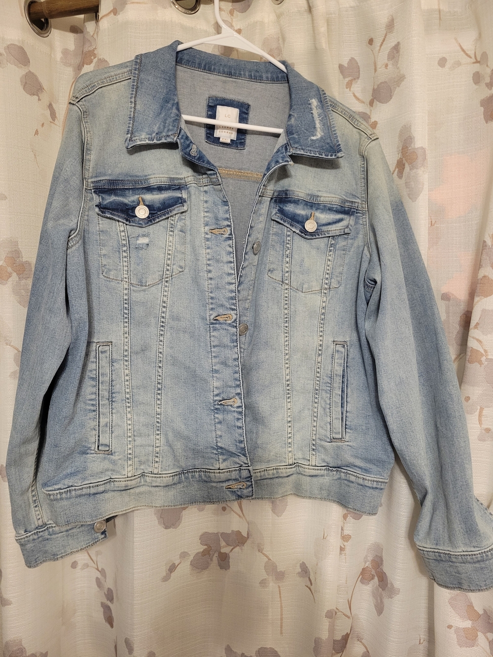 LC Lauren Conrad Light Blue Distressed Denim Jacket